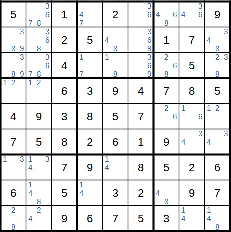 Beispiel 2 für Schwertfisch in Sudoku